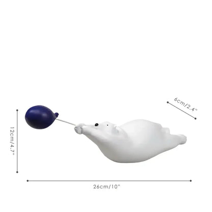 Modern white and blue flying bear balloon living room figurine