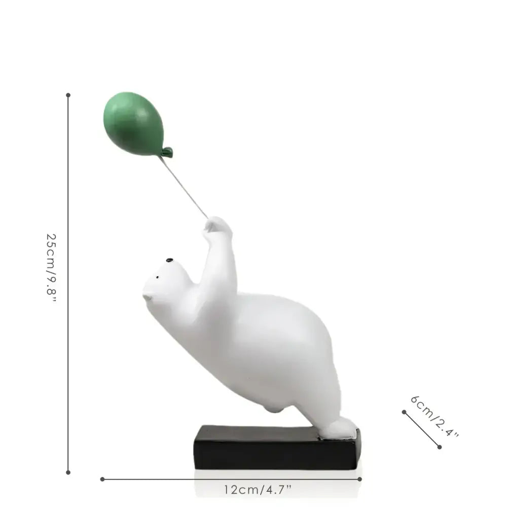Modern white and blue flying bear balloon living room figurine