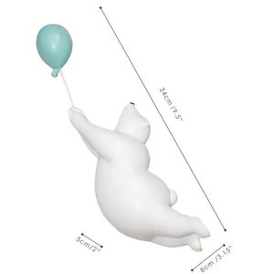 Modern white and blue flying bear balloon living room figurine