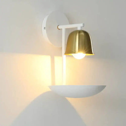 Modern white and brass bell metal sconce bedroom wall lamp
