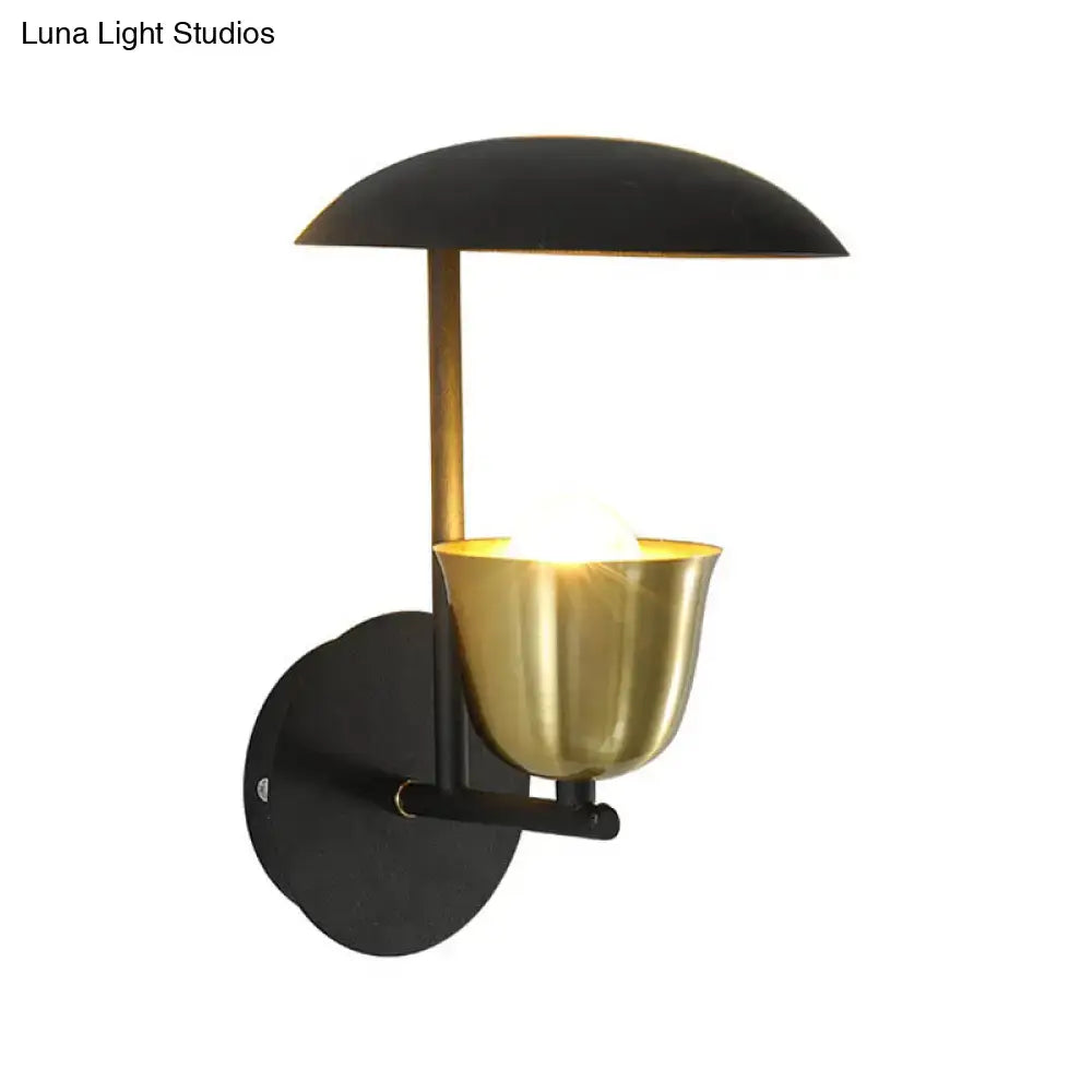 Modern white and brass bell metal sconce bedroom wall lamp