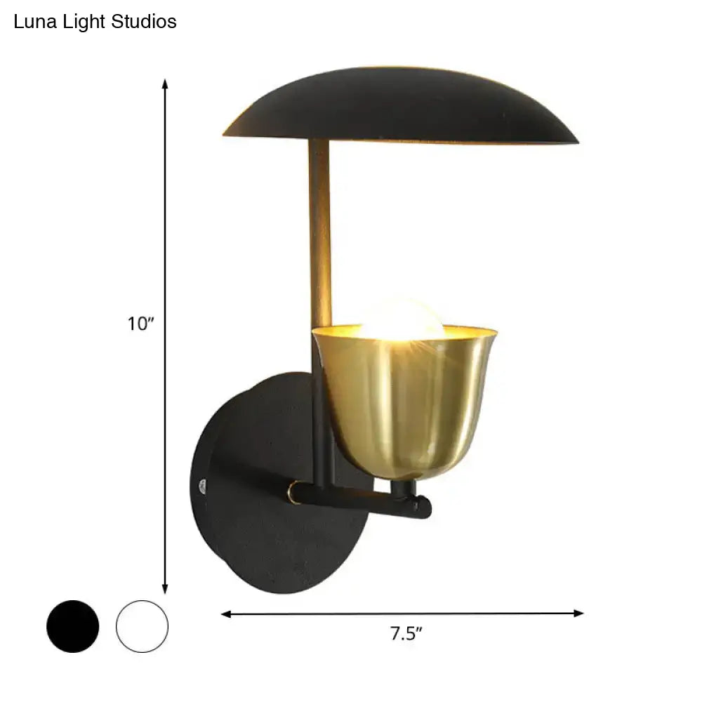 Modern white and brass bell metal sconce bedroom wall lamp
