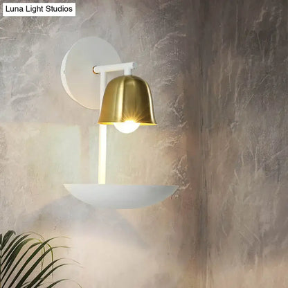 Modern white and brass bell metal sconce bedroom wall lamp