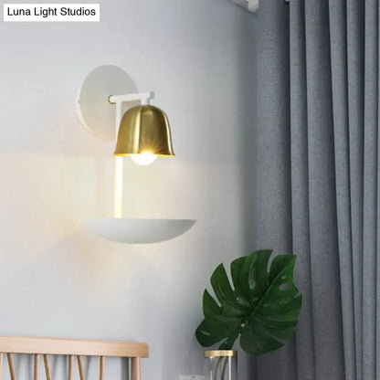 Modern white and brass bell metal sconce bedroom wall lamp