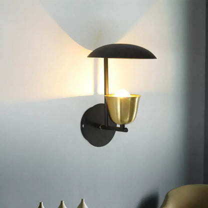 Modern white and brass bell metal sconce bedroom wall lamp