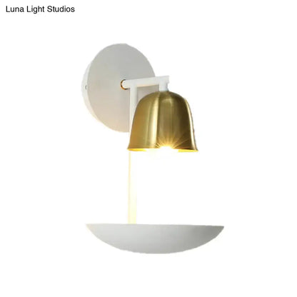 Modern white and brass bell metal sconce bedroom wall lamp
