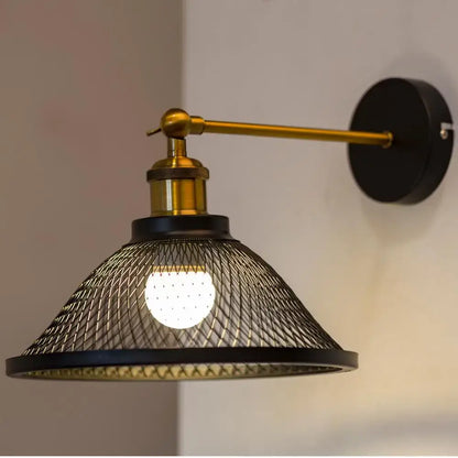 Modern white and brass iron net wall lamp bedroom mesh sconce