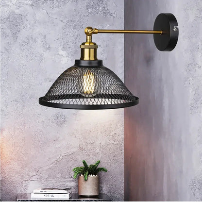 Modern white and brass iron net wall lamp bedroom mesh sconce