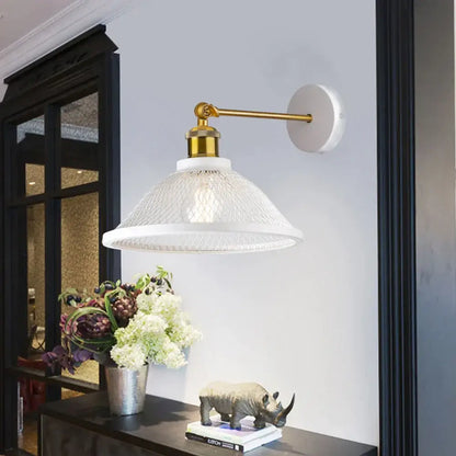 Modern white and brass iron net wall lamp bedroom mesh sconce