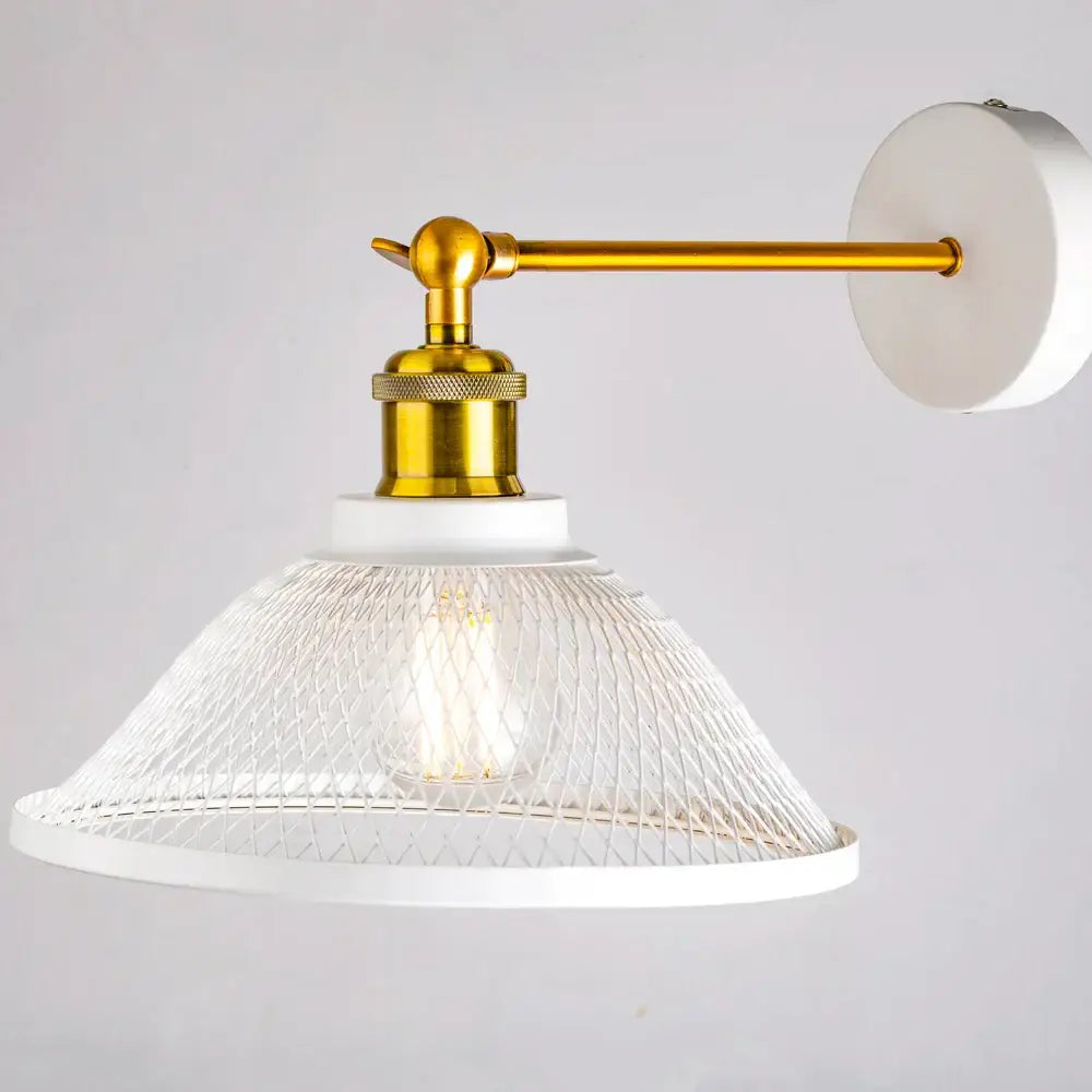 Modern white and brass iron net wall lamp bedroom mesh sconce