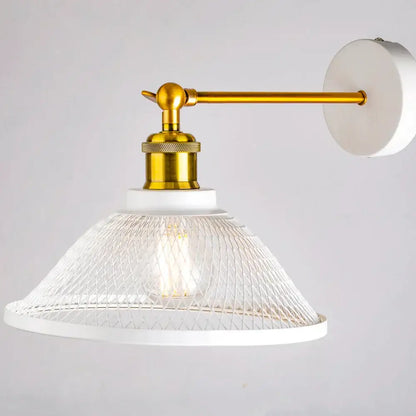 Modern white and brass iron net wall lamp bedroom mesh sconce