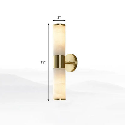 Modern white and brass pillar shaped sconce light bedroom lamp