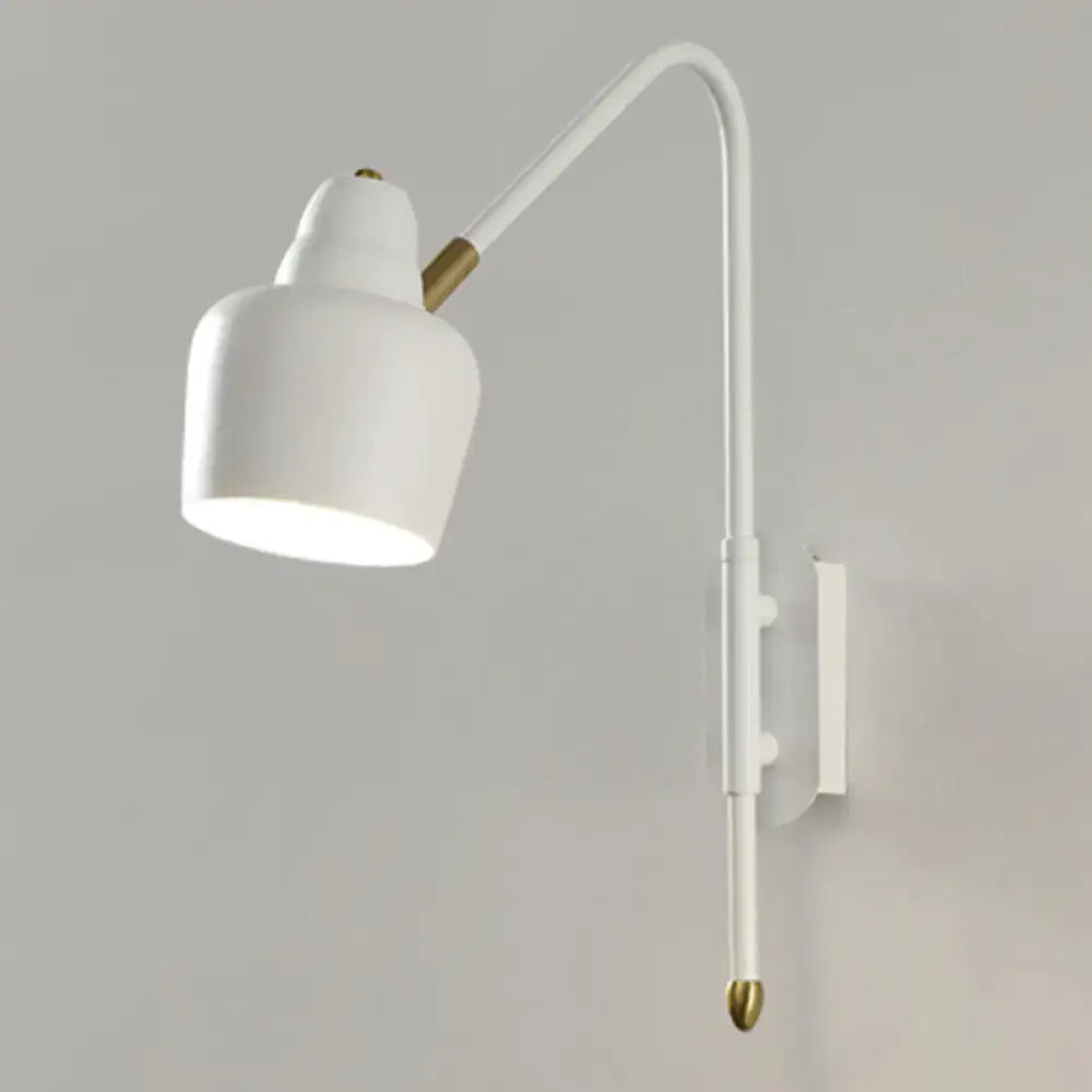 Modern white and brass v-shaped wall light bedroom reading lamp