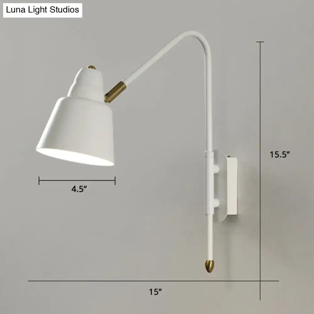 Modern white and brass v-shaped wall light bedroom reading lamp