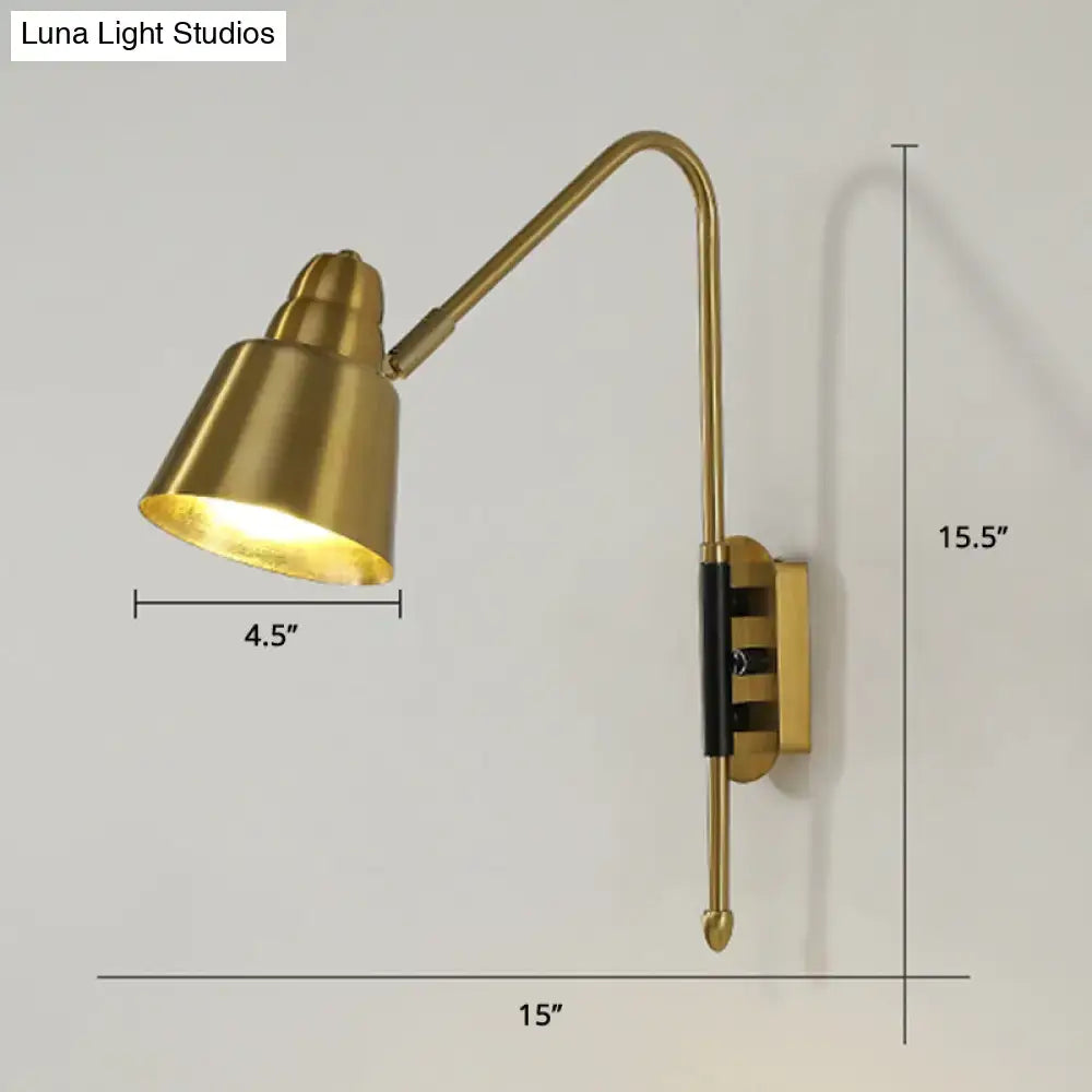 Modern white and brass v-shaped wall light bedroom reading lamp
