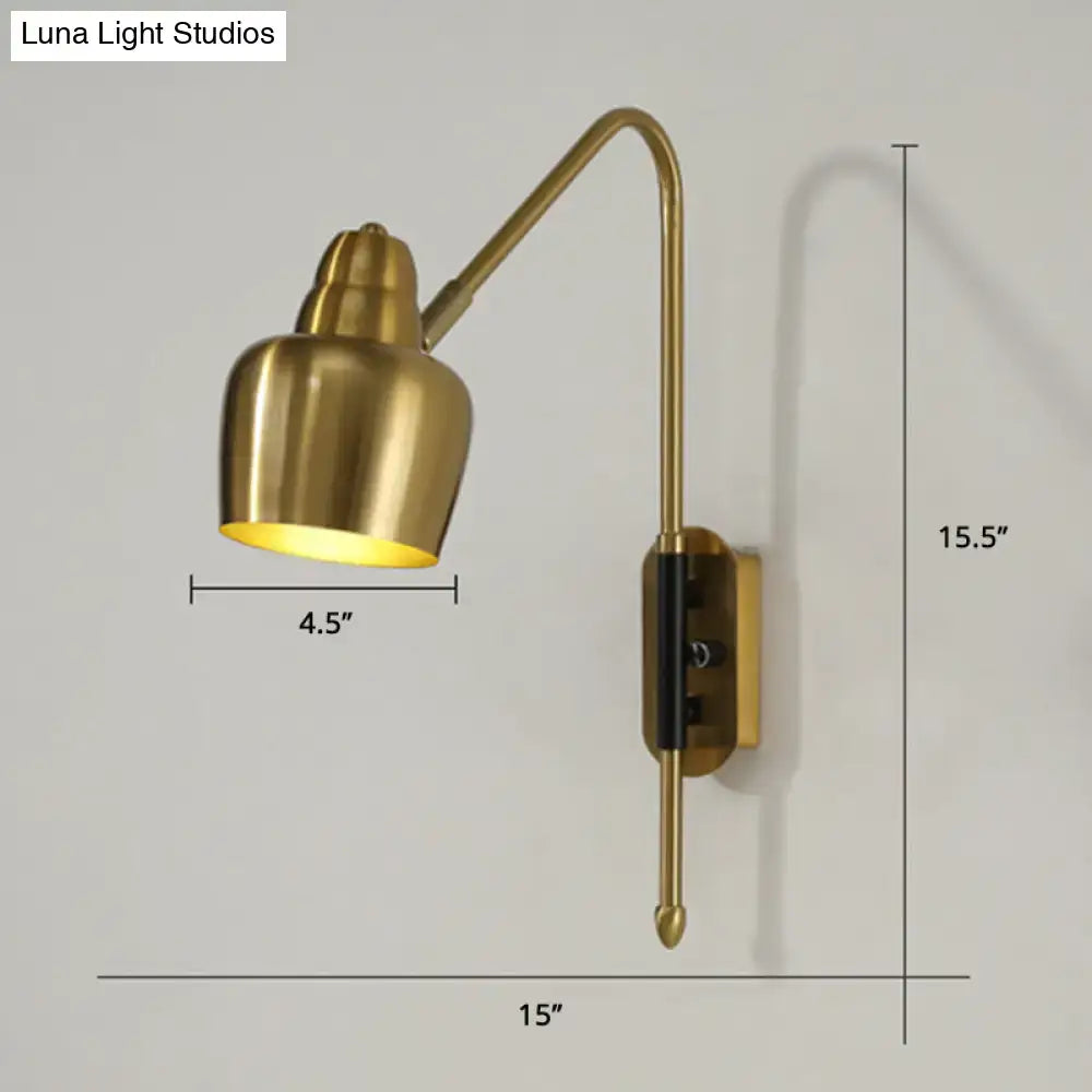 Modern white and brass v-shaped wall light bedroom reading lamp