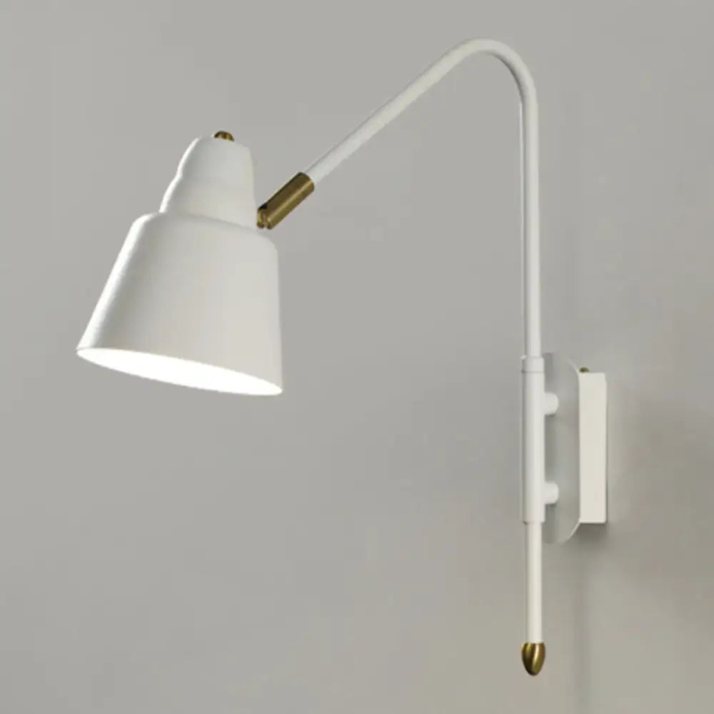 Modern white and brass v-shaped wall light bedroom reading lamp