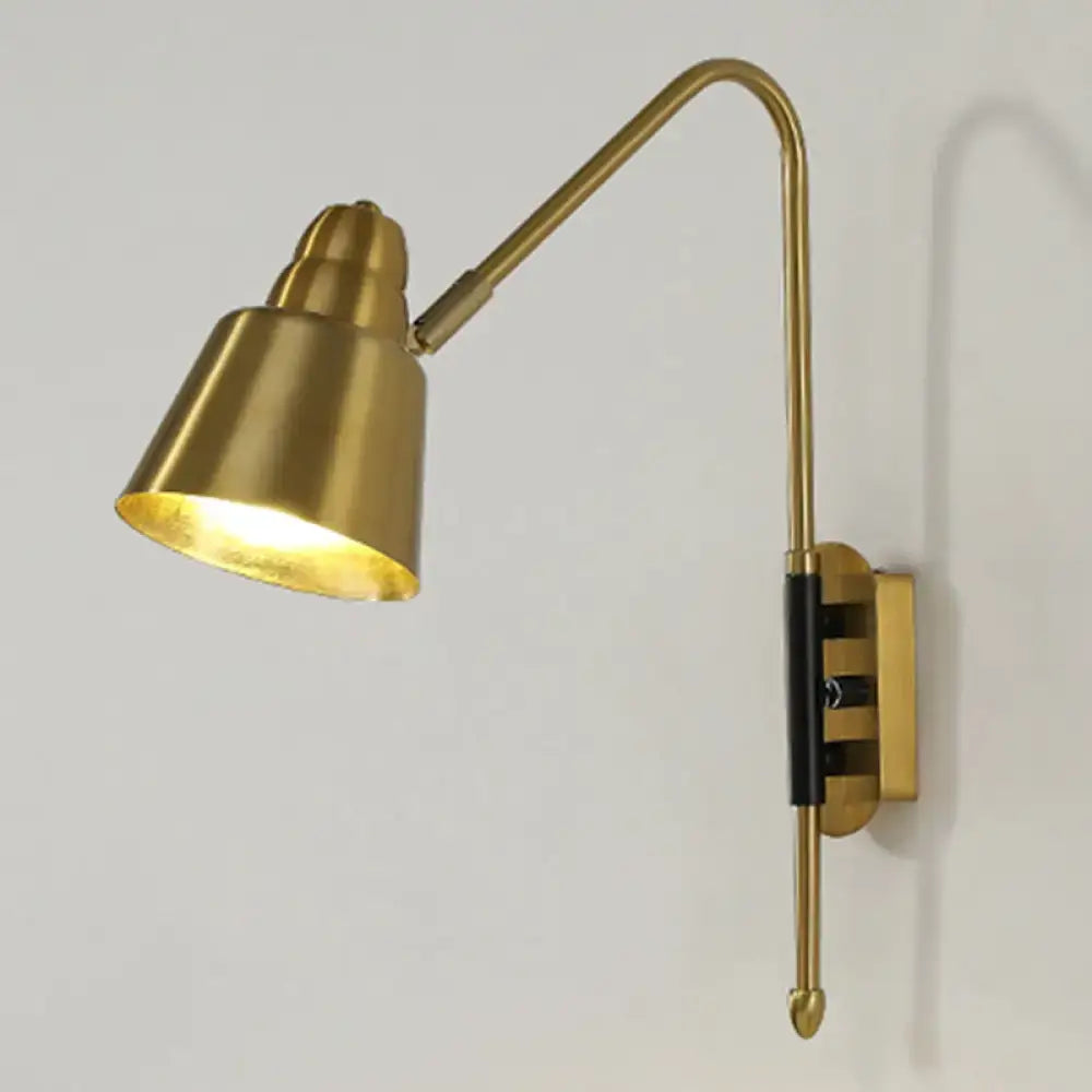 Modern white and brass v-shaped wall light bedroom reading lamp