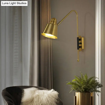 Modern white and brass v-shaped wall light bedroom reading lamp