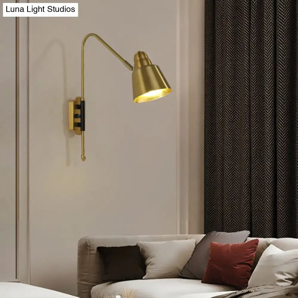 Modern white and brass v-shaped wall light bedroom reading lamp