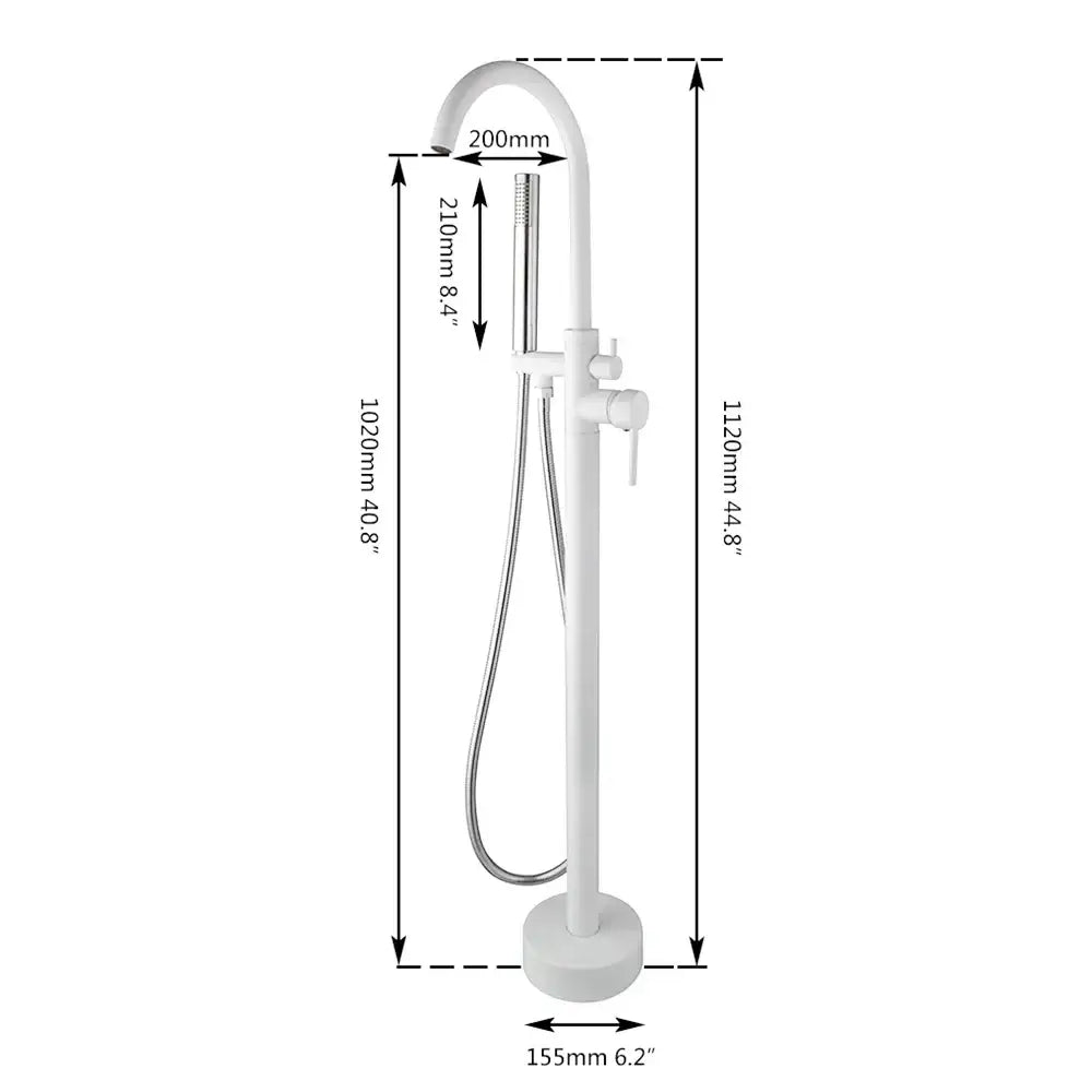 Modern white and chrome bathtub faucet set – bathroom floor mount