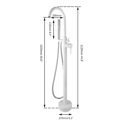 Modern white and chrome bathtub faucet set – bathroom floor mount