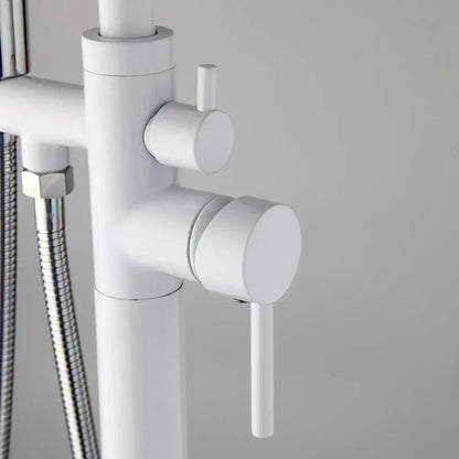 Modern white and chrome bathtub faucet set – bathroom floor mount