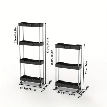 Modern white and chrome rolling utility cart bathroom storage rack