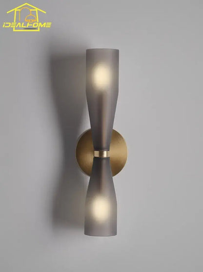 Modern white and copper wall lamp bedroom frosted glass sconce