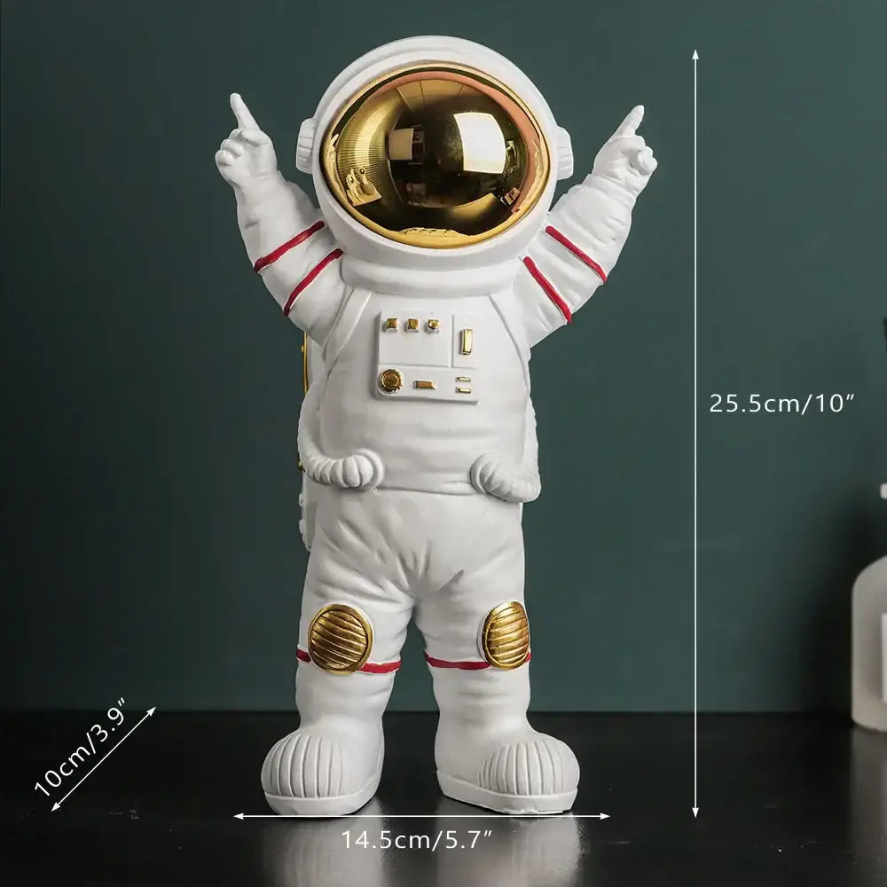 Modern white and electroplated golden astronaut figurines living room decor