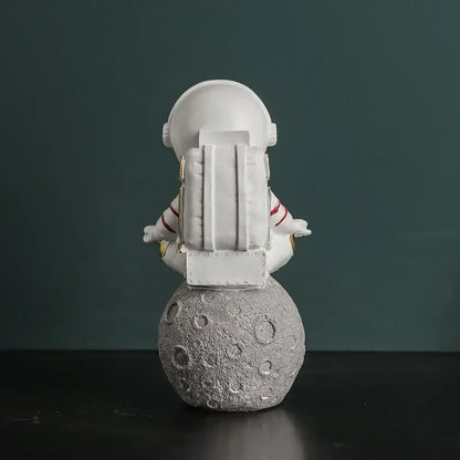 Modern white and electroplated golden astronaut figurines living room decor