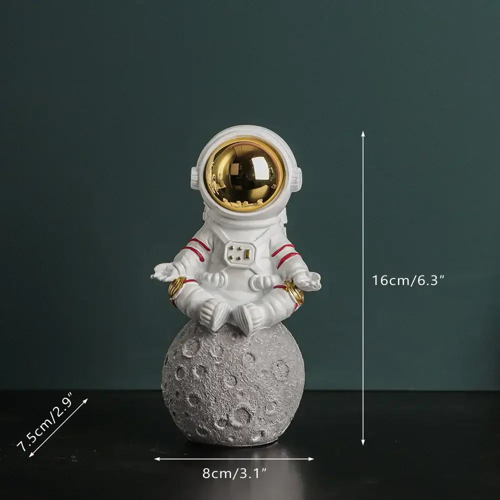 Modern white and electroplated golden astronaut figurines living room decor