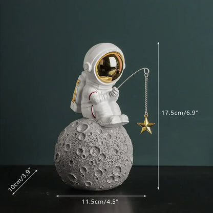 Modern white and electroplated golden astronaut figurines living room decor
