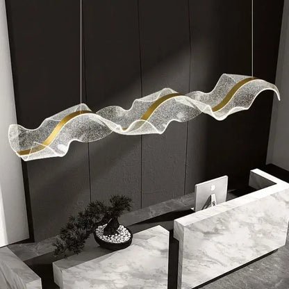 Modern white and gold acrylic ribbon led pendant – dining room light