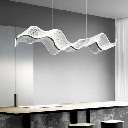 Modern white and gold acrylic ribbon led pendant – dining room light