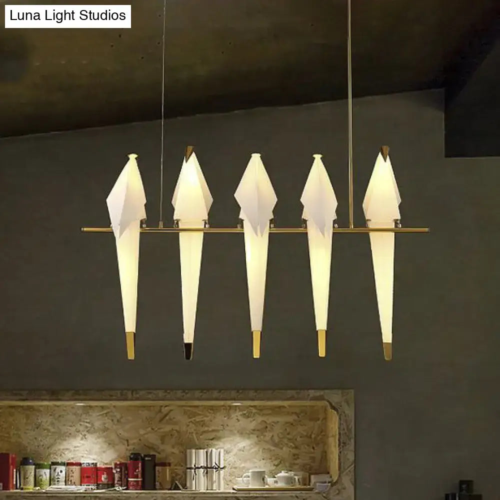 Modern white and gold bird island pendant light for bedroom