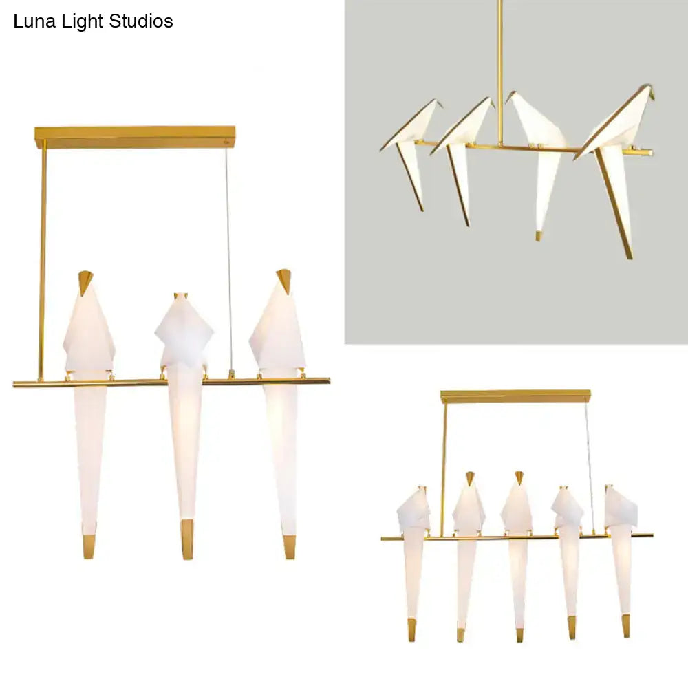 Modern white and gold bird island pendant light for bedroom