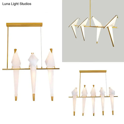 Modern white and gold bird island pendant light for bedroom