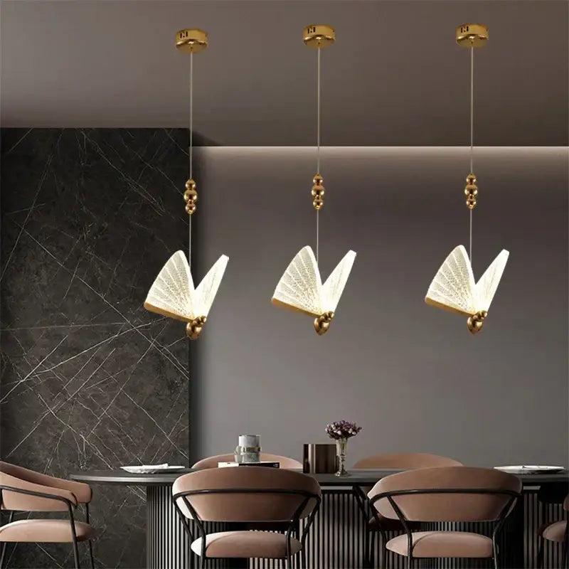 Modern white and gold butterfly pendant lights bedroom decor