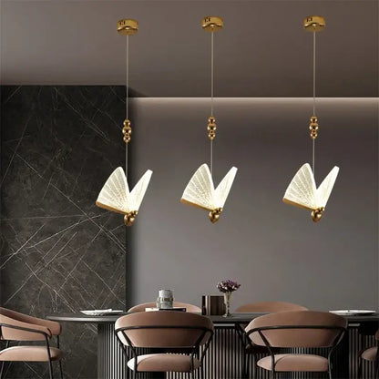 Modern white and gold butterfly pendant lights bedroom decor