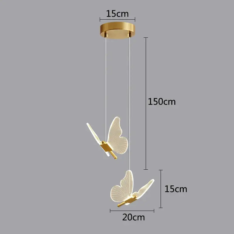Modern white and gold butterfly pendant lights bedroom decor
