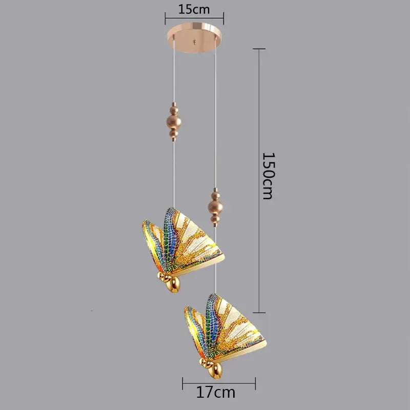 Modern white and gold butterfly pendant lights bedroom decor