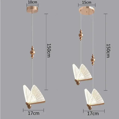 Modern white and gold butterfly pendant lights bedroom decor