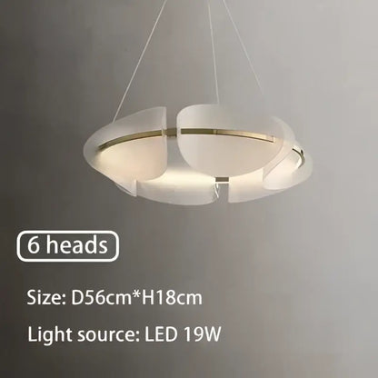 Modern white and gold circular led pendant light for living room