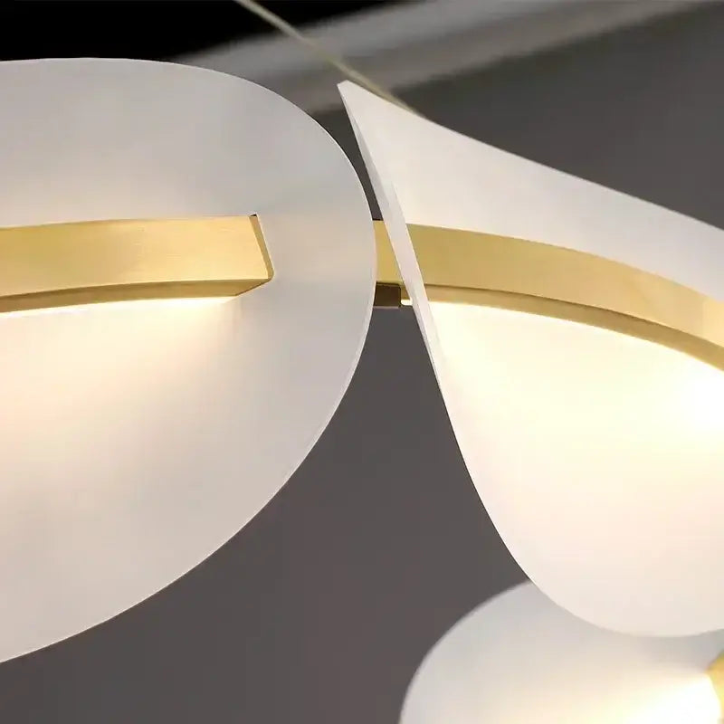 Modern white and gold circular led pendant light for living room