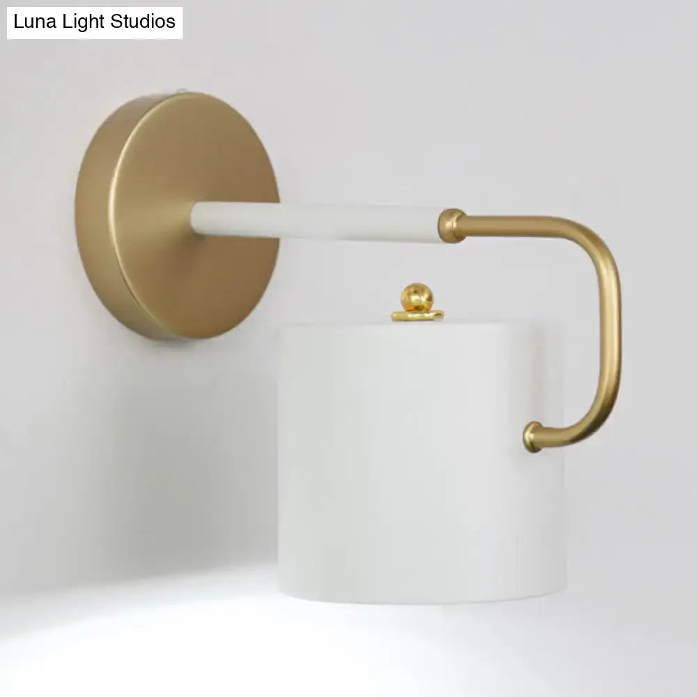 Modern white and gold cylinder wall lamp bedroom sconce light fixture