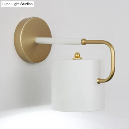 Modern white and gold cylinder wall lamp bedroom sconce light fixture
