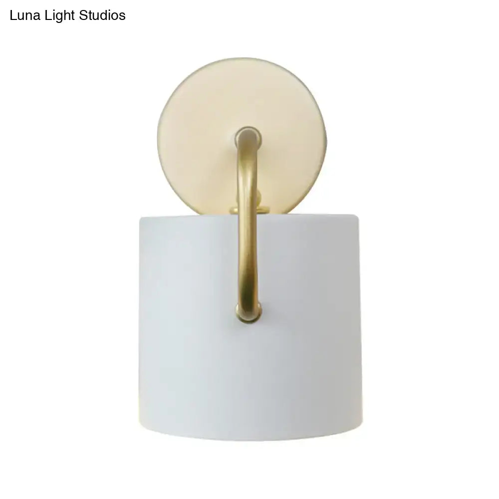 Modern white and gold cylinder wall lamp bedroom sconce light fixture