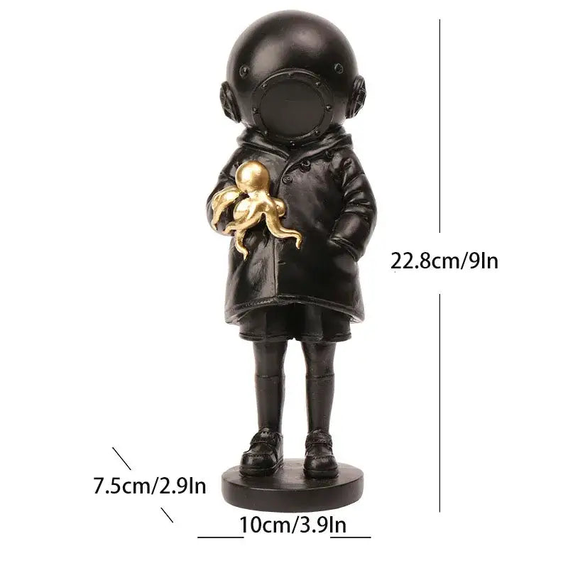 Modern white and gold deepsea diver sculpture living room decor