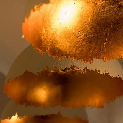 Modern white and gold eggshell acrylic resin sphere pendant light dining room